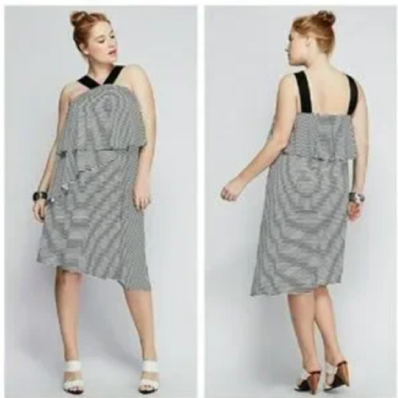 3-FOR-$30 Lane Bryant Plus Sz 18-20 Tank Dress Elastic Straps Ruffles Striped - Picture 13 of 13